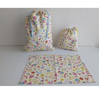 体操袋袋　コッブ袋　ランチョンマット　キティちゃんサンリオ　ハンドメイド(体操着入れ)