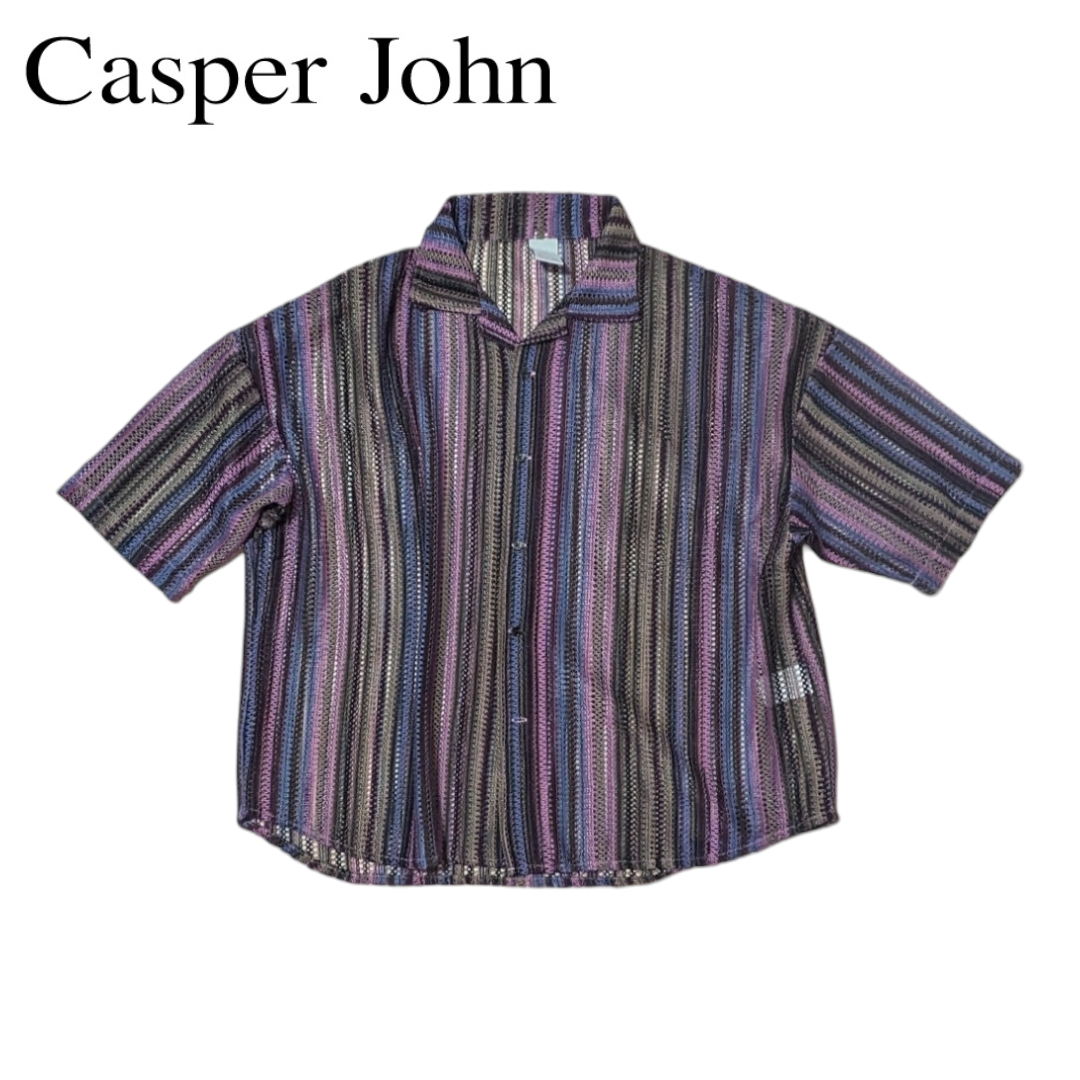 Casper John(キャスパージョン)のy2k Casper John ボーホー メッシュ 半袖オープンシャツ メンズのトップス(シャツ)の商品写真