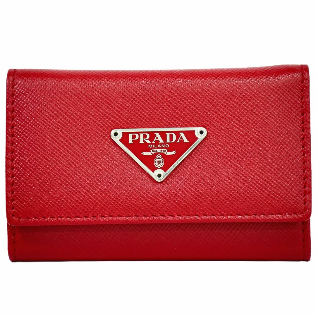 本物 プラダ PRADA サフィアーノ レザー 6連 キーケース レッド 本物 プラダ PRADA サフィアーノ レザー 6連 キーケース レッド