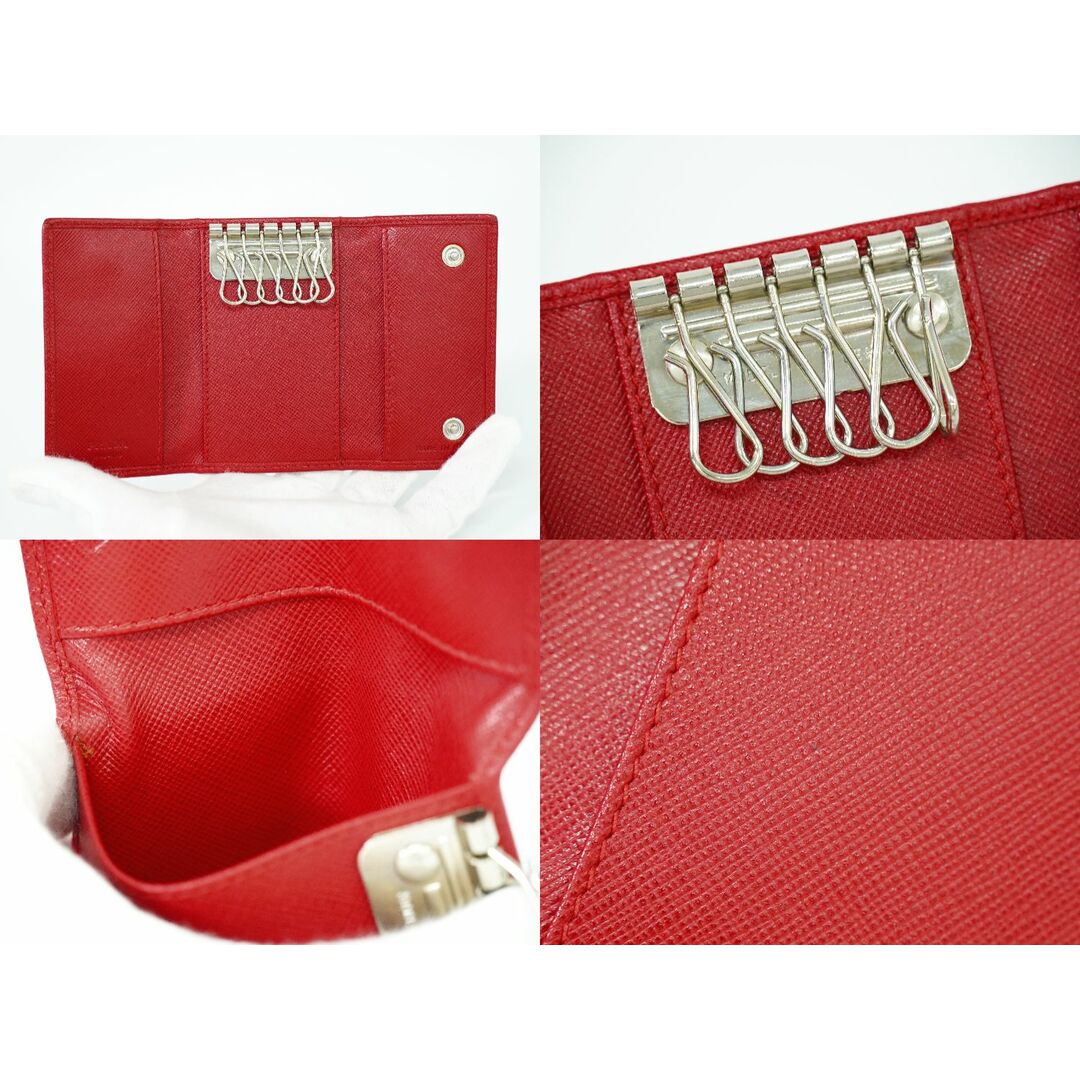 本物 プラダ PRADA サフィアーノ レザー 6連 キーケース レッド 本物 プラダ PRADA サフィアーノ レザー 6連 キーケース レッド
