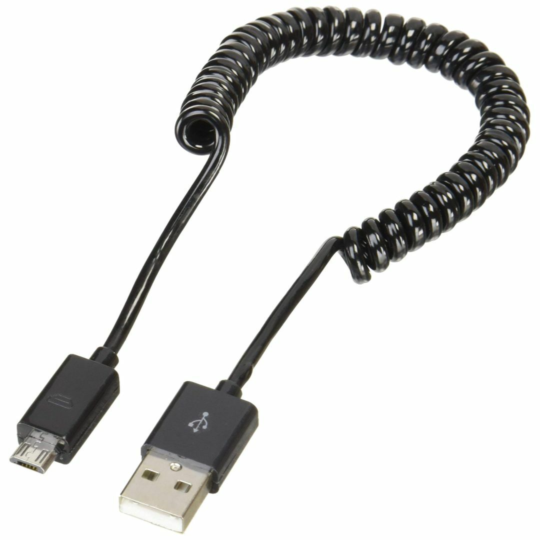 【数量限定】TIMELY カールコード型USB2.0ケーブル microUSB( スマホ/家電/カメラのPC/タブレット(PC周辺機器)の商品写真