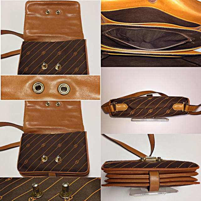 Gucci(グッチ)の希少レア オールドGUCCI  ピン ストライプ ジャガード レザー ショルダー レディースのバッグ(ショルダーバッグ)の商品写真