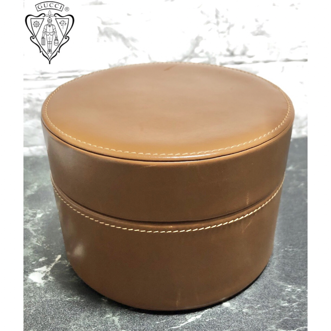 Gucci - レア オールド グッチ GUCCI レザー アクセサリーケース BOX 筒形