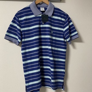 ブルックスブラザース(Brooks Brothers)の新品ブルックスブラザーズ　メンズ　鹿の子　ポロシャツ　ボーダー　刺繍　ブルー　M(ポロシャツ)