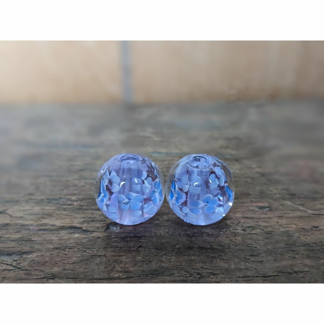 あじさい色2個】とんぼ玉 大粒 18mm トンボ玉 蜻蛉玉 簪 浴衣