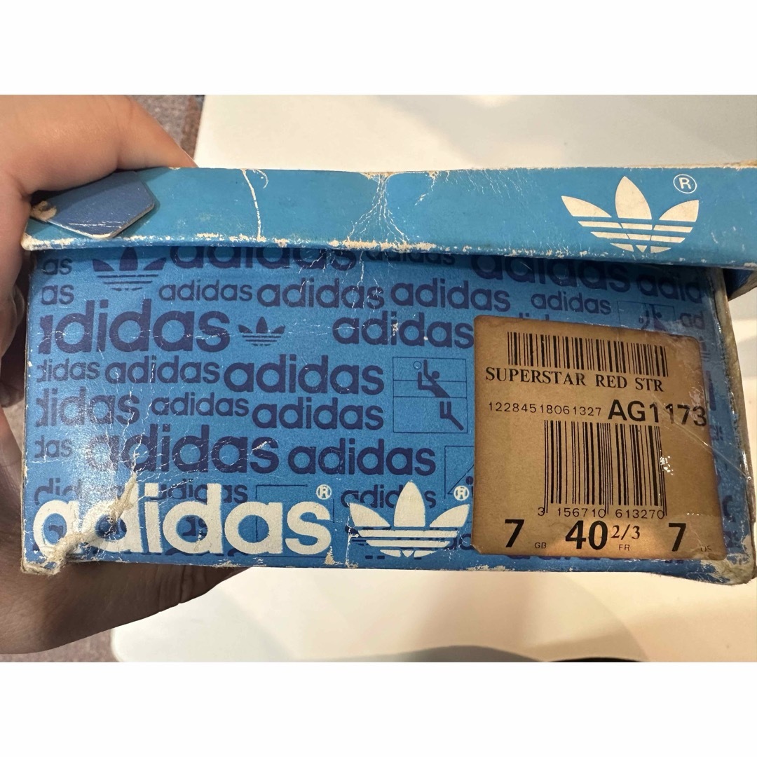 adidas - 80s フランス製 adidas スーパースター 白×赤 GB7の adidas - 80s フランス製 adidas スーパースター 白×赤 GB7の