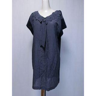 ポールスミス(Paul Smith)のPaul Smith ポールスミス　紺のニットの半袖ワンピース チュニック 40(ひざ丈ワンピース)