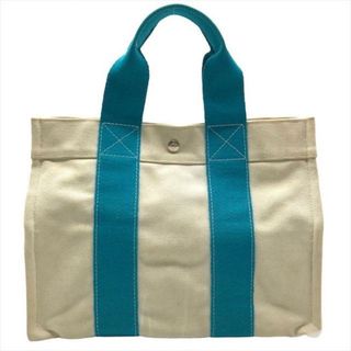 エルメス(HERMES)のHERMES エルメス ボラボラ キャンバス トート バッグ アイボリー ブルー k2584(ハンドバッグ)