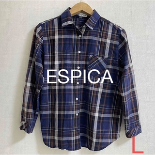 ESPICA エスピカ チェックシャツ レディース L ネイビー(シャツ/ブラウス(長袖/七分))
