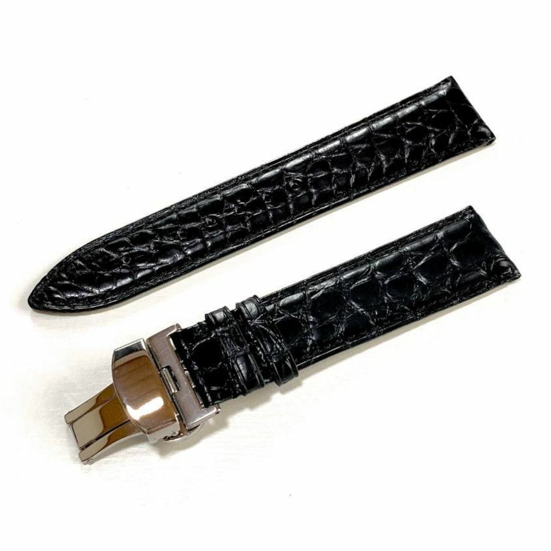 腕時計 ベルト 20mm 黒 ワニ 本革 ロレックス用 互換 クロコ D 腕時計 ベルト 20mm 黒 ワニ 本革 ロレックス用 互換 クロコ D