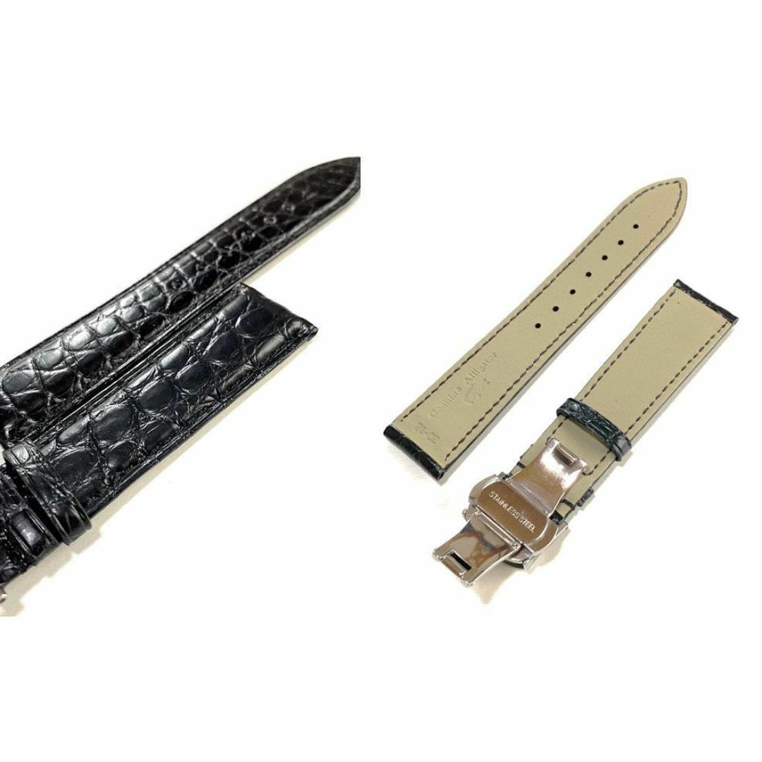 腕時計 ベルト 20mm 黒 ワニ 本革 ロレックス用 互換 クロコ D 腕時計 ベルト 20mm 黒 ワニ 本革 ロレックス用 互換 クロコ D