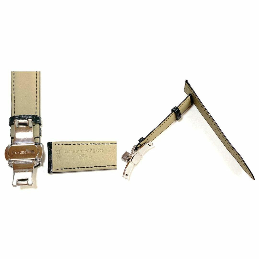 腕時計 ベルト 20mm 黒 ワニ 本革 ロレックス用 互換 クロコ D 腕時計 ベルト 20mm 黒 ワニ 本革 ロレックス用 互換 クロコ D