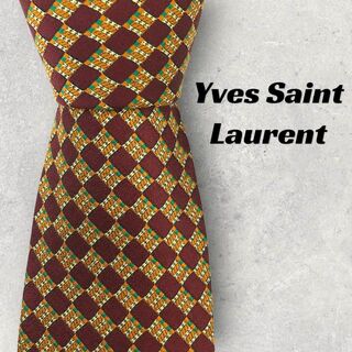 サンローラン(Saint Laurent)の【6303】美品！イヴサンローラン　ネクタイ　レッド系(ネクタイ)