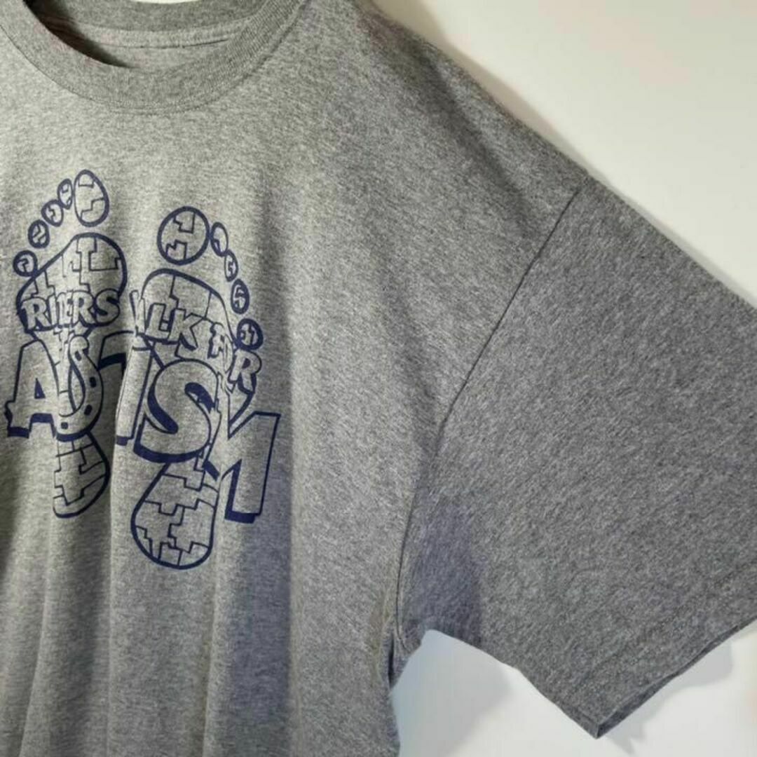 アメリカ古着❗️】90sプリントロゴ半袖Tシャツ 青ロゴ グレーL アメリカ古着❗️】90sプリントロゴ半袖Tシャツ 青ロゴ グレーL