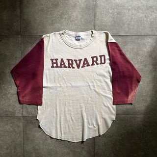 チャンピオン(Champion)の70s チャンピオン ベースボールtシャツ USA製 ハーバード L 染み込み(Tシャツ/カットソー(七分/長袖))
