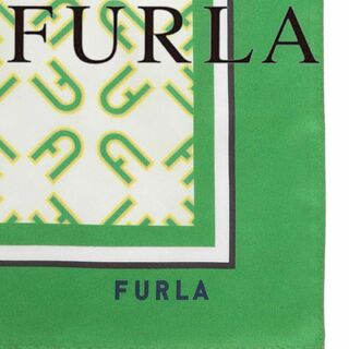 Furla - フルラ FURLA シルク100% モノグラム柄 スクエアスカーフ グリーン 緑