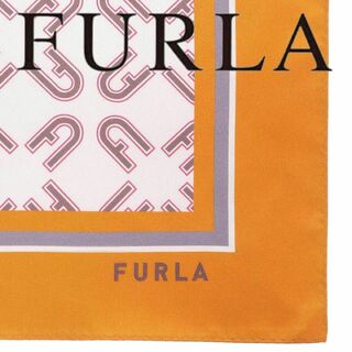 Furla - フルラ FURLA シルク100% モノグラム柄 スクエアスカーフ オレンジ