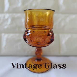 Vintage キングスクラウン ワイングラス アンバー(グラス/カップ)