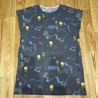 Design Tshirts Store graniph - グラニフ　チュニック　ワンピース　ボタニカル　レディースFサイズ　濃紺