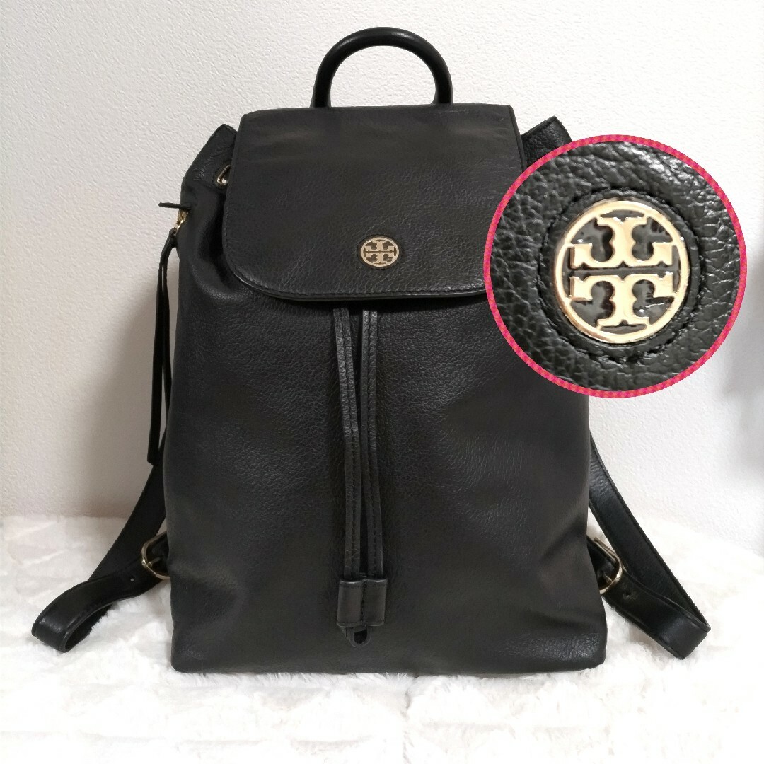 TORY BURCH レザー リュック ゴールドロゴ レザーバッグ TORY BURCH レザー リュック ゴールドロゴ レザーバッグ