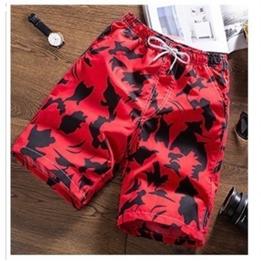 【夏の新作】水着 海パン 短パン XL 赤 レッド 派手 速乾  メンズの水着/浴衣(水着)の商品写真