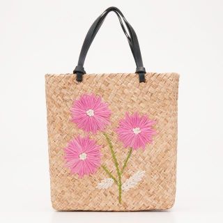 ケイトスペードニューヨーク(kate spade new york)の【美品】kate spade ケイトスペード◆可愛いフラワー刺繍のカゴバッグ(かごバッグ/ストローバッグ)