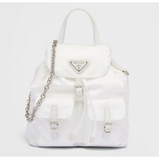 プラダ(PRADA)の【PRADA】リナイロン ミニ バックパック ロゴ チェーン　ホワイト(リュック/バックパック)