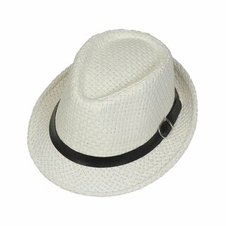 【色: ZAホワイト】JK Home 中折れ帽 帽子 夏用 ジャズ帽子 麦わらハ(その他)