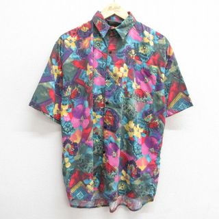 XL★古着 半袖 シャツ メンズ 花柄 ピンク他 24jun13 中古 トップス(シャツ)