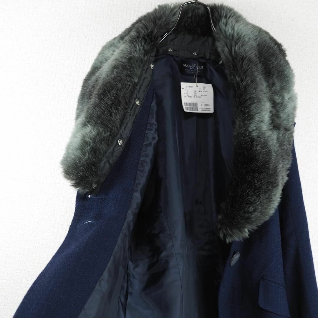 A1337*GRAN joue*訳あり新品*ファー付きコート*定価7万*M*紺の A1337*GRAN joue*訳あり新品*ファー付きコート*定価7万*M*紺の
