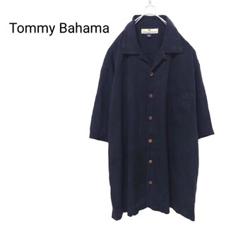 【Tommy Bahama】開襟 シルクアロハシャツ 無地 ブラックA-2015(シャツ)