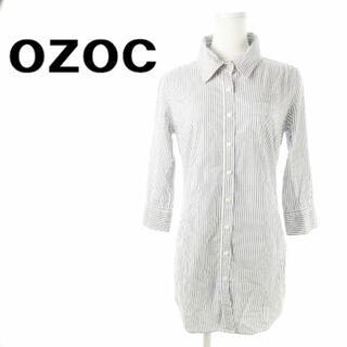 OZOC - オゾック ロング丈コットンシャツ ロールアップ 38 紺 230127CK3A