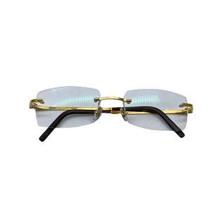 Cartier - Cartier カルティエ リムレス スクエア 眼鏡フレーム メガネ 度入り フランス製 GP ゴールド ブラック ◻︎18 良品 中古 64429