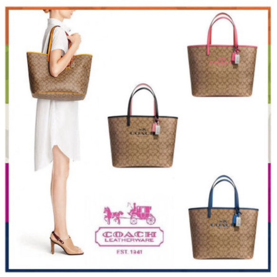 coachコーチ シグネチャー トートバッグ カーキ×ベリー coachコーチ シグネチャー トートバッグ カーキ×ベリー