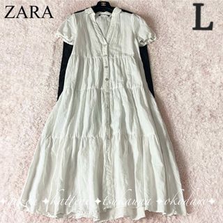 ZARA - 19 ザラ リネン コットン シャツワンピース ロング