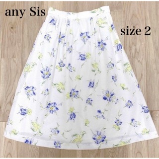 anySiS - 【美品】any Sis エニィスィス　膝丈　スカート　花柄　ホワイト　