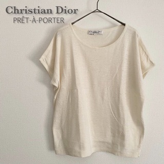 Christian Dior - Christian Dior ロゴ入り リネン ドルマンスリーブ サマーニット
