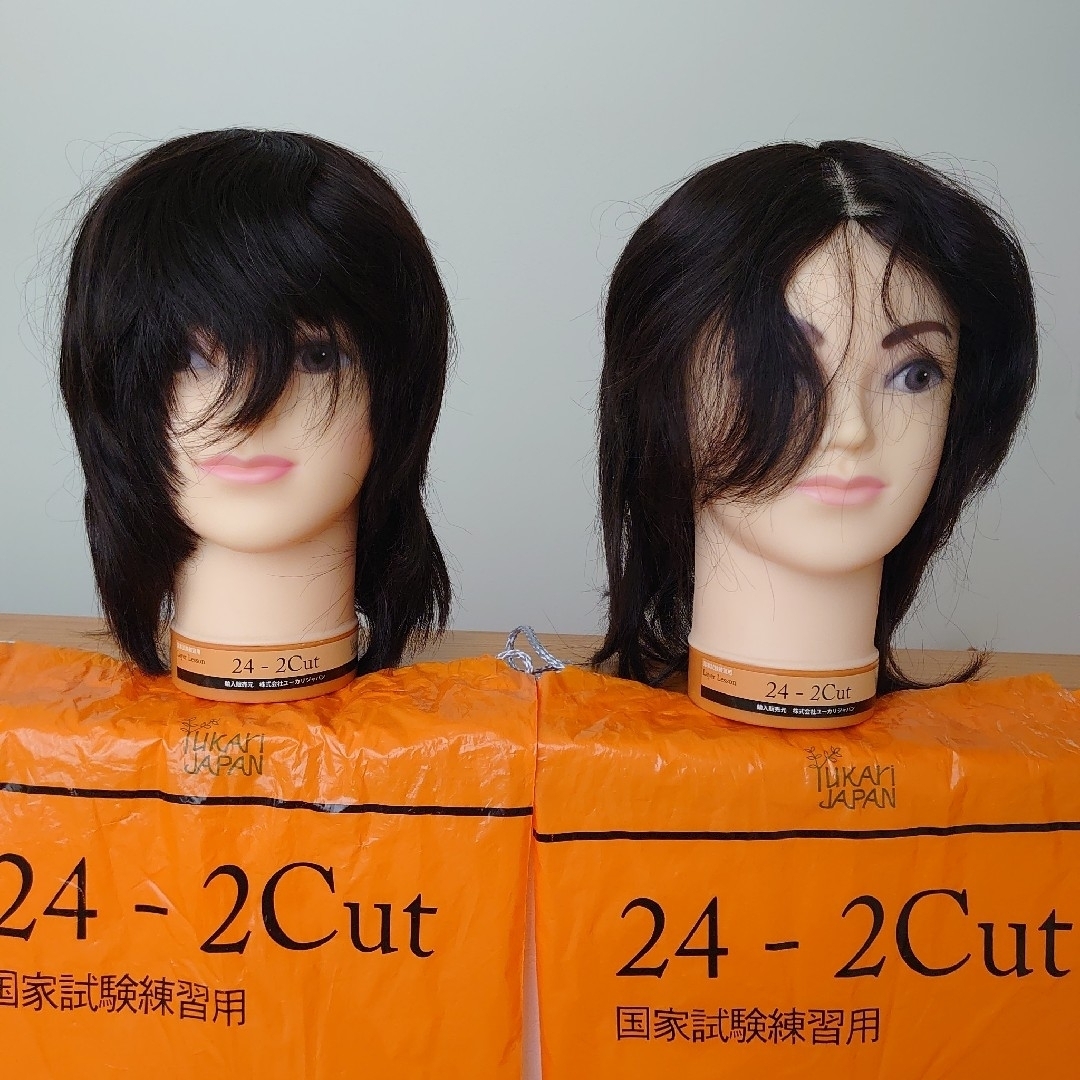 美容師 練習用 微笑ましかっ カット ウィッグ 2体 美容師 練習用 微笑ましかっ カット ウィッグ 2体