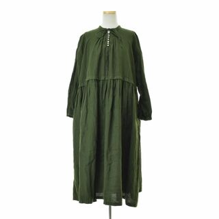 nest Robe - 【nestRobe】Linen tucked neck dress長袖ワンピース