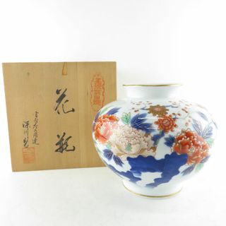 美品 Fukagawa Seiji 深川製磁 色絵牡丹文 花瓶 フラワーベース 美品 Fukagawa Seiji 深川製磁 色絵牡丹文 花瓶 フラワーベース