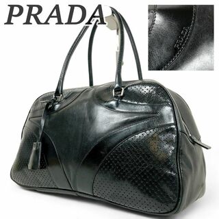 PRADA - PRADA プラダ ハンドバッグ 肩掛け 黒 ブラック ミニボストン パンチング