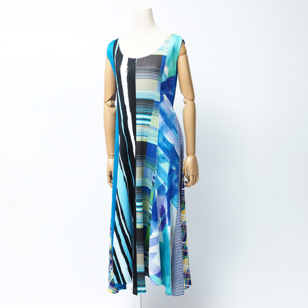 PLEATS PLEASE ISSEY MIYAKE - ■美品■PLEATS PLEASE ISSEY MIYAKE プリーツプリーズ イッセイミヤケ ワンピース サイズ3 プリーツ ノースリーブ ウエストリボン ワンピース 総柄 ブランド古着【中古】20240614/RA0099