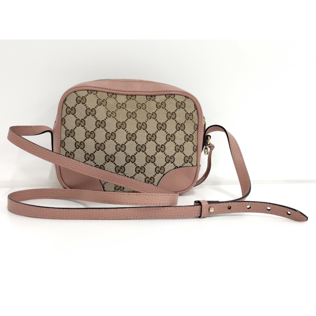 GUCCI - GUCCI ショルダーバッグ GGキャンバス レザー ベージュ GUCCI - GUCCI ショルダーバッグ GGキャンバス レザー ベージュ