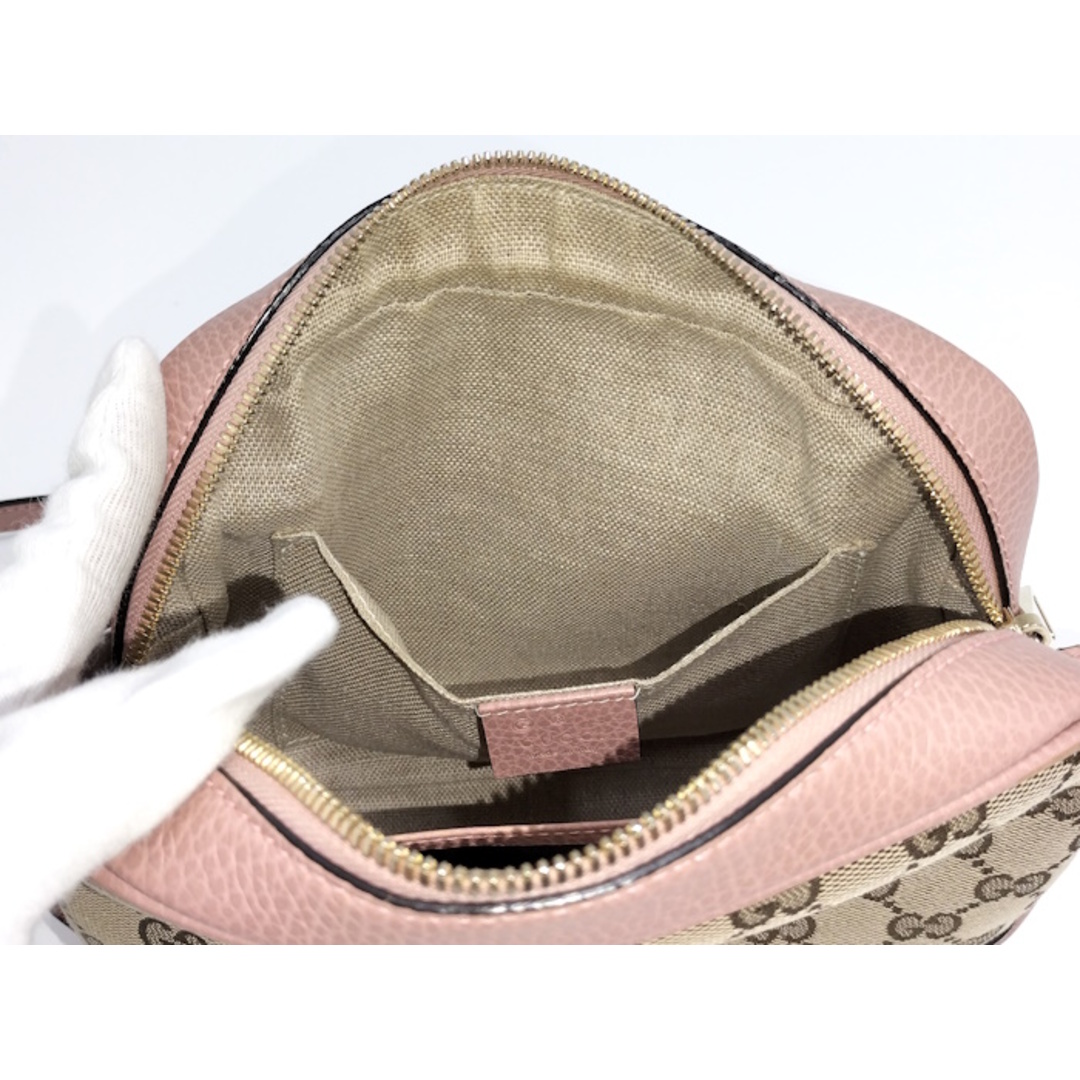 GUCCI - GUCCI ショルダーバッグ GGキャンバス レザー ベージュ GUCCI - GUCCI ショルダーバッグ GGキャンバス レザー ベージュ
