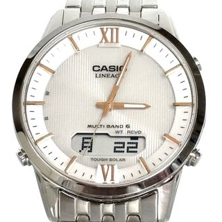 カシオ(CASIO)の【美品】カシオ　リニエージ　LCW-M180D-7AJF　電波ソーラー　アナデジ　白(腕時計(アナログ))