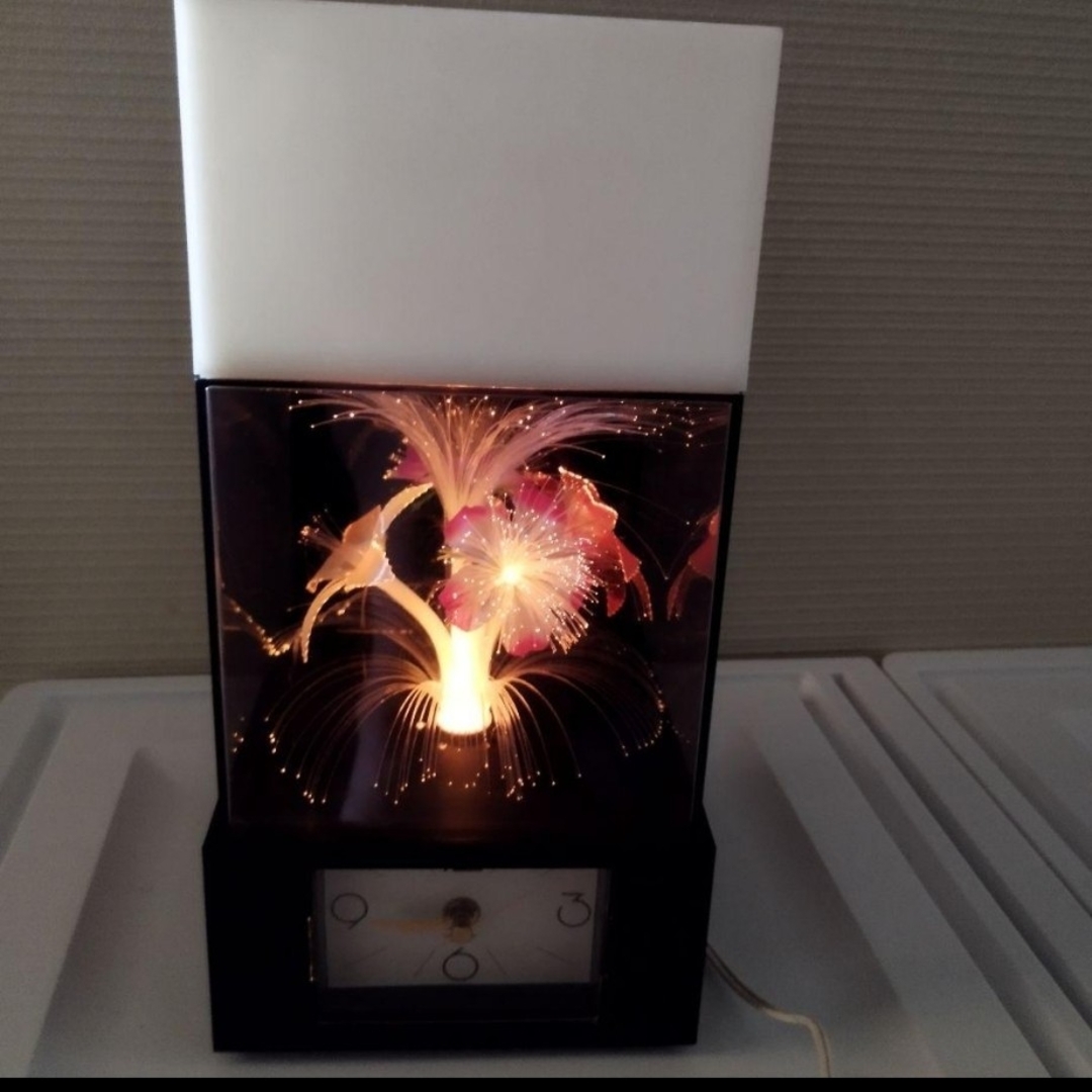 昭和レトロ】 電気スタンド&時計 光ファイバーで色変幻自在に 昭和レトロ】 電気スタンド&時計 光ファイバーで色変幻自在に