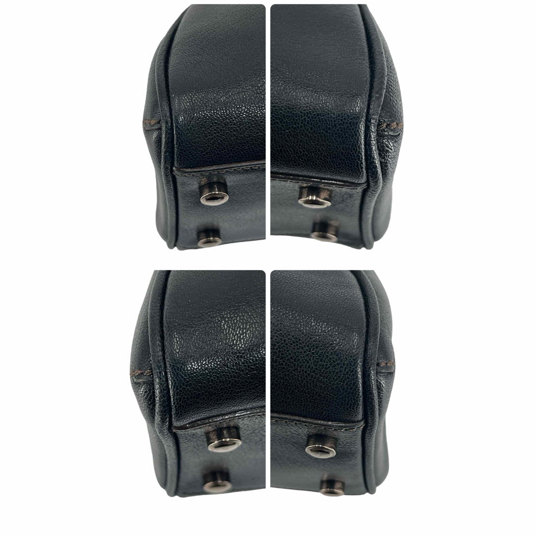 【未使用に近い】カルティエ　ハンドバッグ　マルチェロ　レザー　パンチング　黒色 Cartier - カルティエ ハンドバッグ マルチェロ パンチング ロゴ
