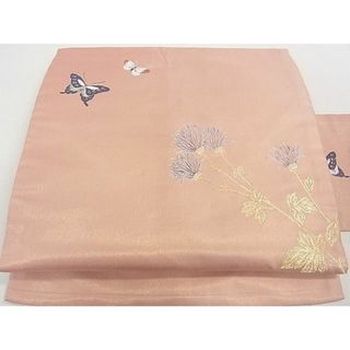平和屋着物◎九寸名古屋帯　紬地　舞蝶花文　金糸　逸品　DAAD4642sa(帯)