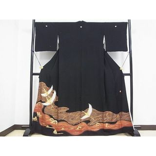 平和屋着物■豪華黒留袖　作家物　駒刺繍　流水飛鶴文様　金彩　逸品　DAAD5145rt