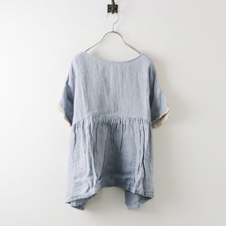 ネストローブ(nest Robe)の極美品 新作 定価2.6万 2024SS ネストローブ nest Robe リネンパナマ2wayブラウス F/ライトブルー ギャザー 前後着【2400013914055】(シャツ/ブラウス(長袖/七分))